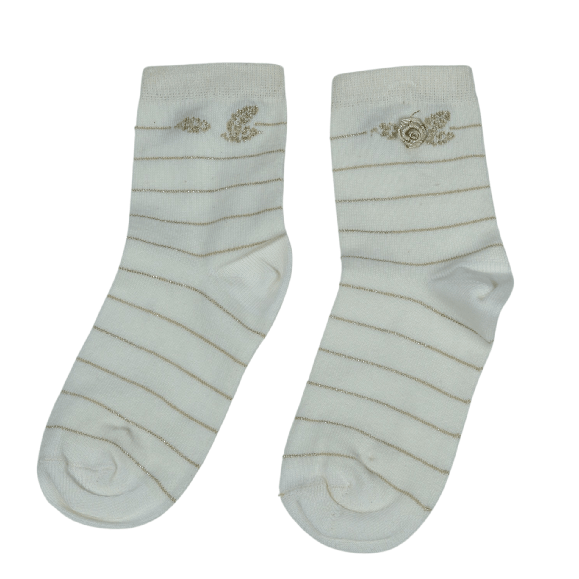 SOCKS LAND Socks SOCKS LAND - Glitter Striped Flower Detailed Midi Socks