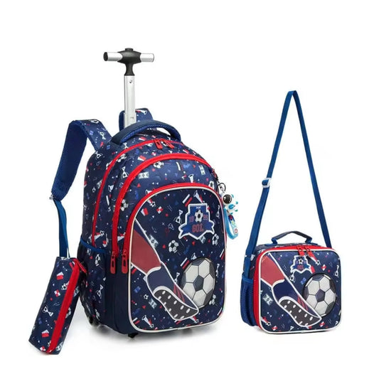 SPACE TRAVEL School Bags Multi-Color SPACE TRAVEL -  Football Print Rolling School Backpack