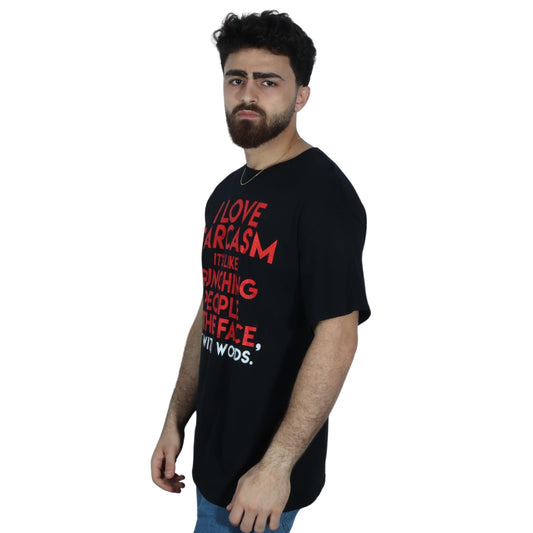 SPENCERS Mens Tops L / Black SPENCERS - Printed Front T-shirt