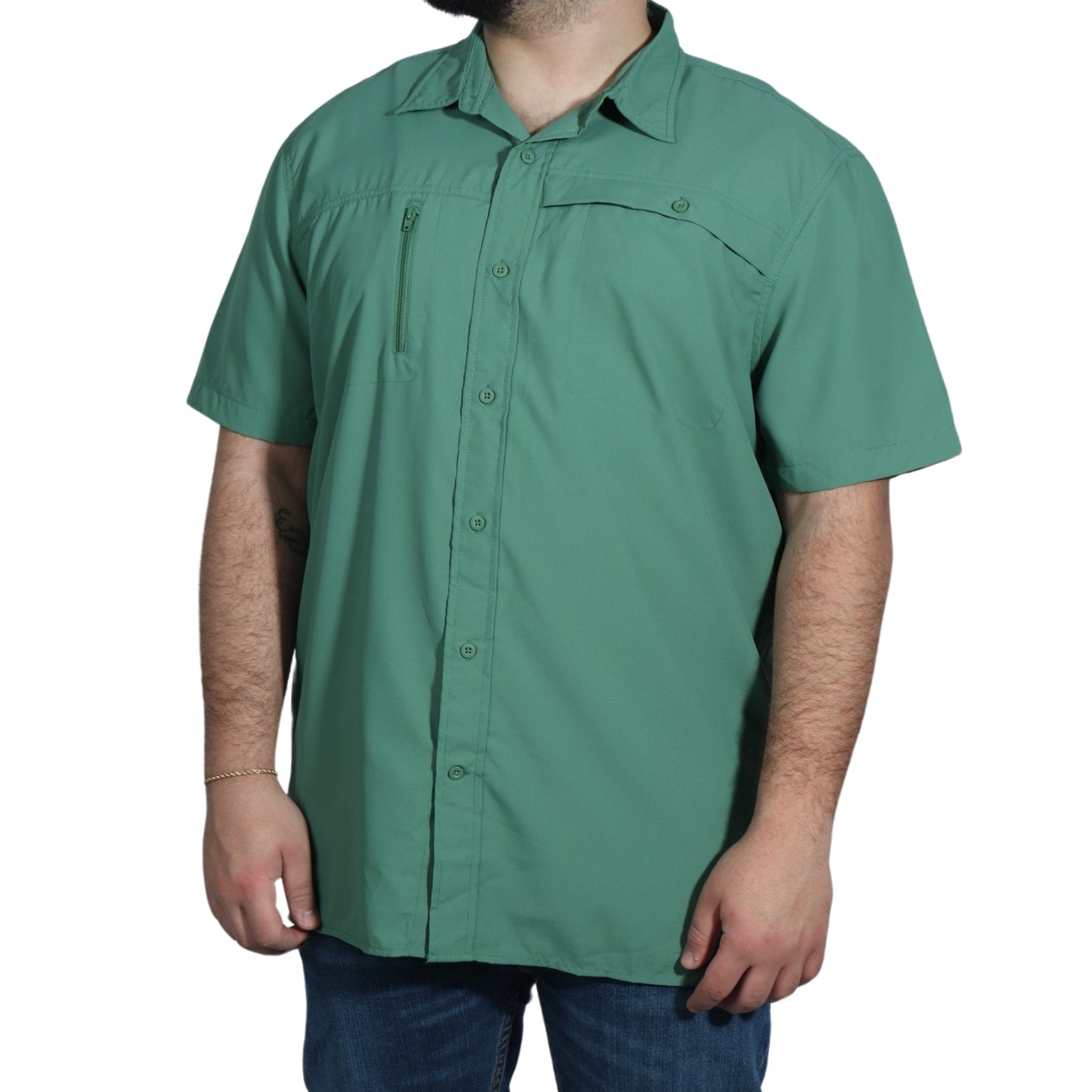 ST.JOHN'S BAY Mens Tops XL / Green ST.JOHN'S BAY - Zipper Pocket Front Shirt