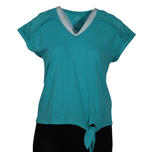 ST.JOHN'S BAY Womens Tops Petite L / Blue ST.JOHN'S BAY - Designed Sleeve Blouse