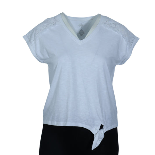 ST.JOHN'S BAY Womens Tops Petite L / White ST.JOHN'S BAY - Designed Sleeve Blouse