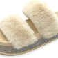 STEPLINK Womens Shoes 40 / Beige STEPLINK - Faux Fur Shiny Rhinestones, Arch Support Comfort Fuzzy Slippers