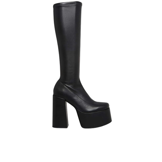 STEVE MADDEN Womens Shoes 39.5 / Black STEVE MADDEN - Faux Leather Stretch Knee-High Boots