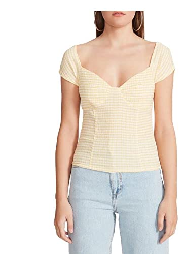 STEVE MADDEN Womens Tops XS / Yellow STEVE MADDEN - Gingham to Me Corset Top