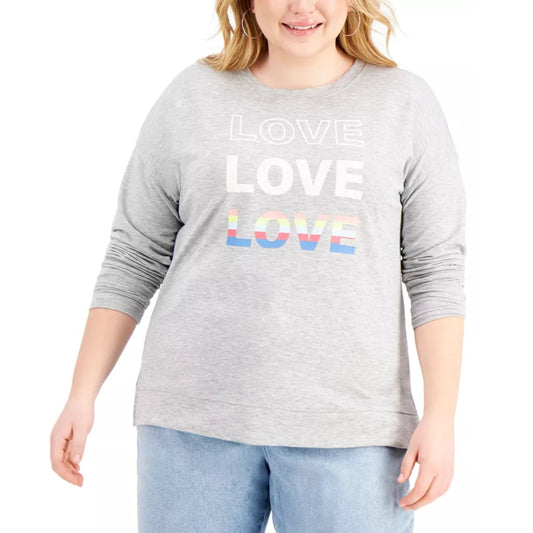 STYLE & CO. XL / Grey STYLE & CO. - Love Crewneck Sweatshirt