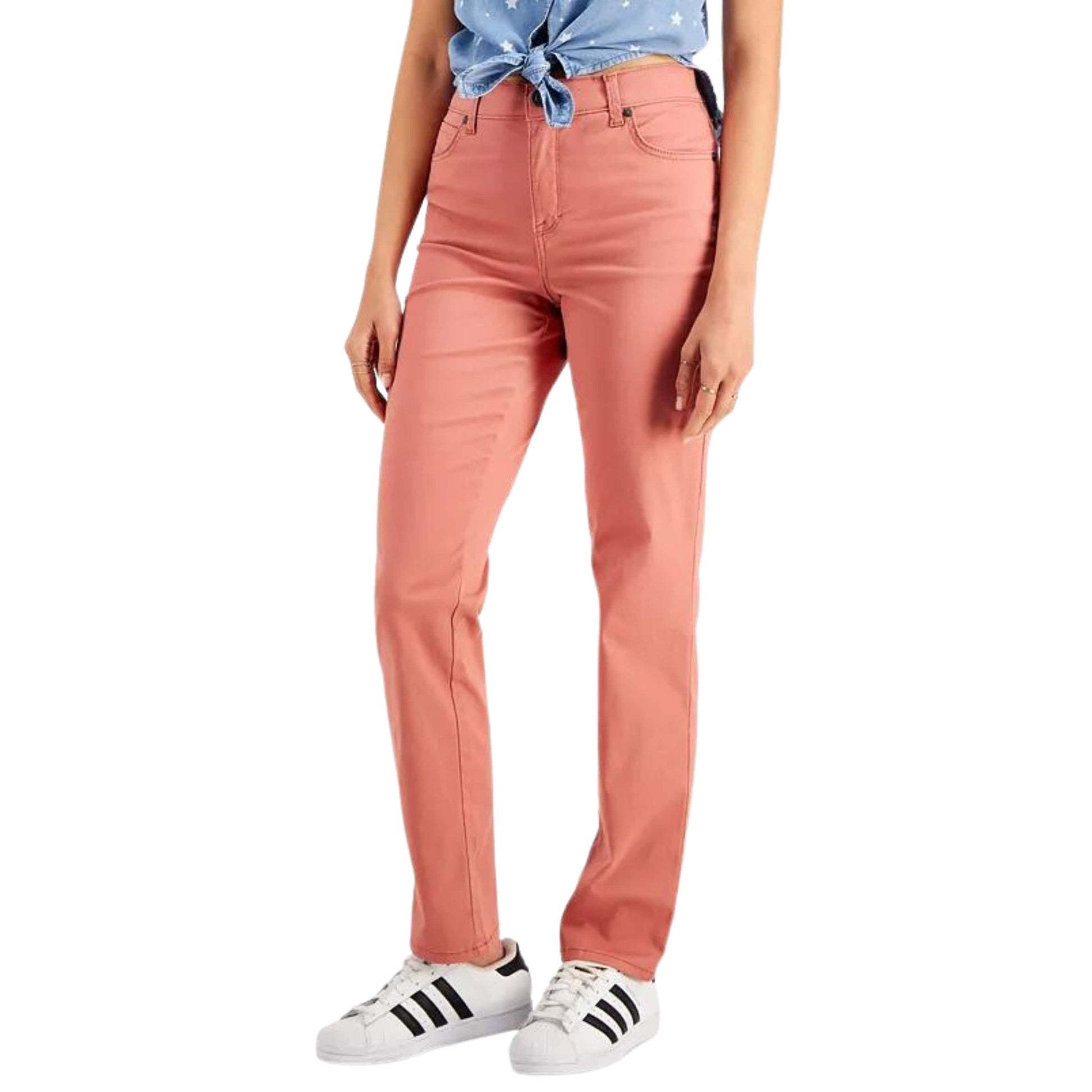 STYLE & CO. Womens Bottoms Petite L / Pink STYLE & CO. - High Rise Natural Straight-Leg Jeans