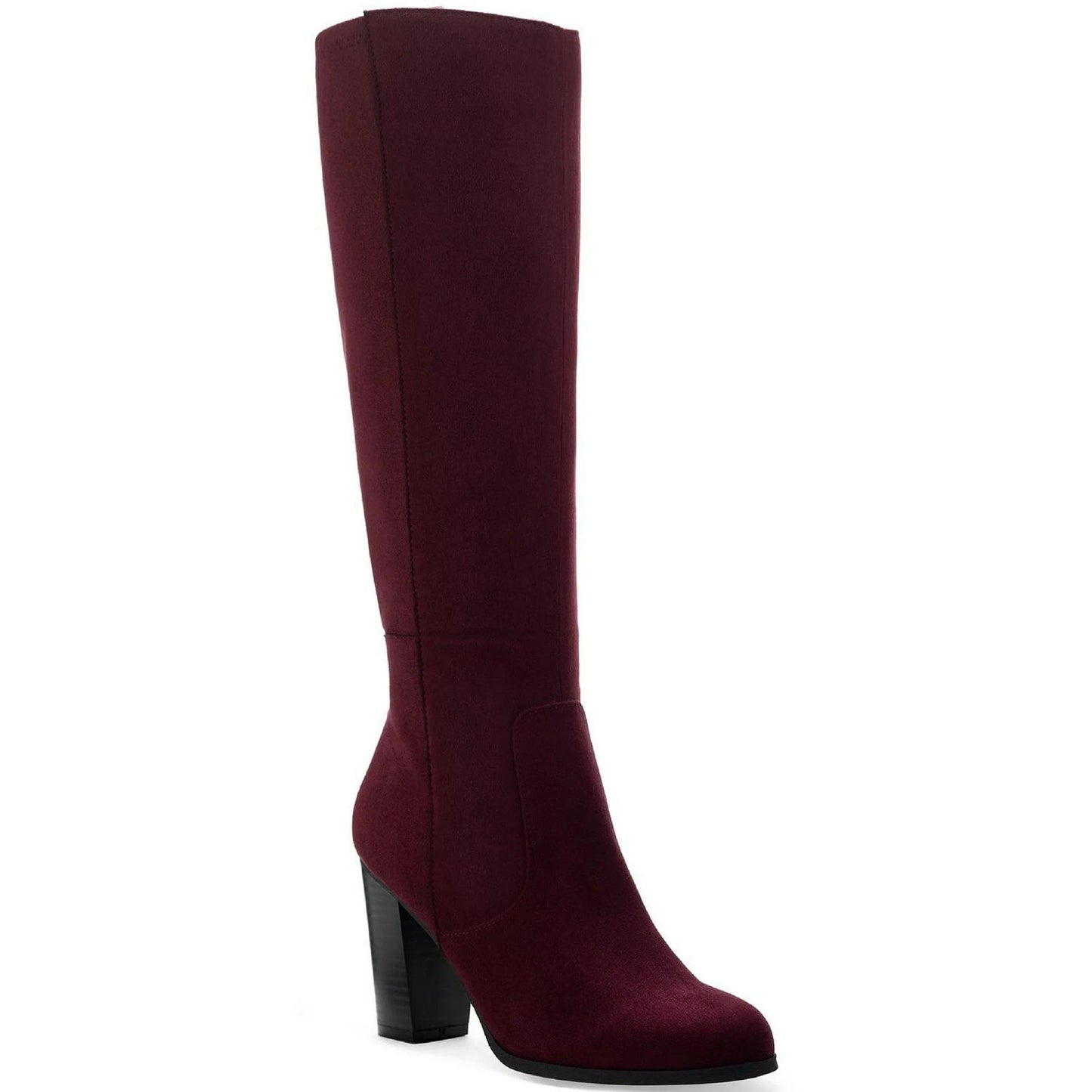 STYLE & CO. Womens Shoes 41 / Burgundy STYLE & CO. - Faux Suede Block Heel Knee-High Boots