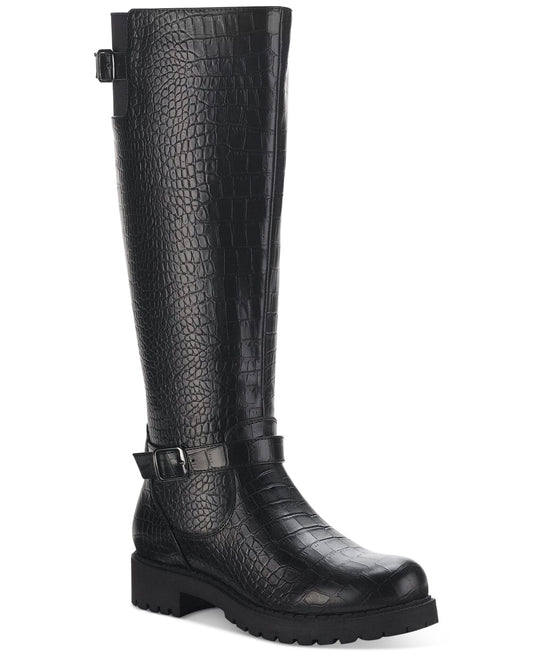 STYLE & CO Womens Shoes 38.5 / Black STYLE & CO - Snake Skin Faux Leather Knee-High Boots