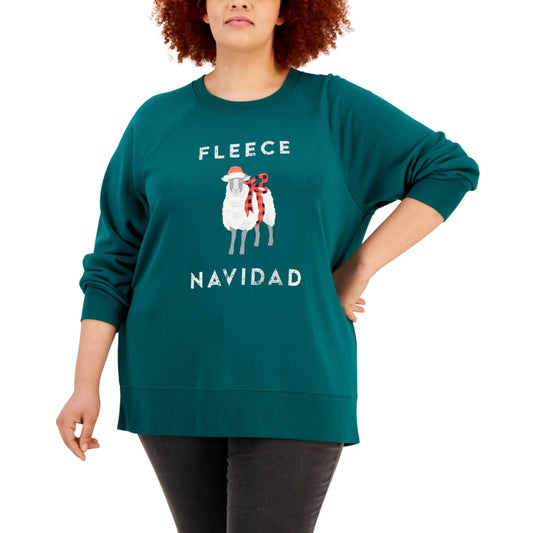 STYLE & CO. Womens Tops XL / Green STYLE & CO. - Cotton Blend Holiday Sweatshirt