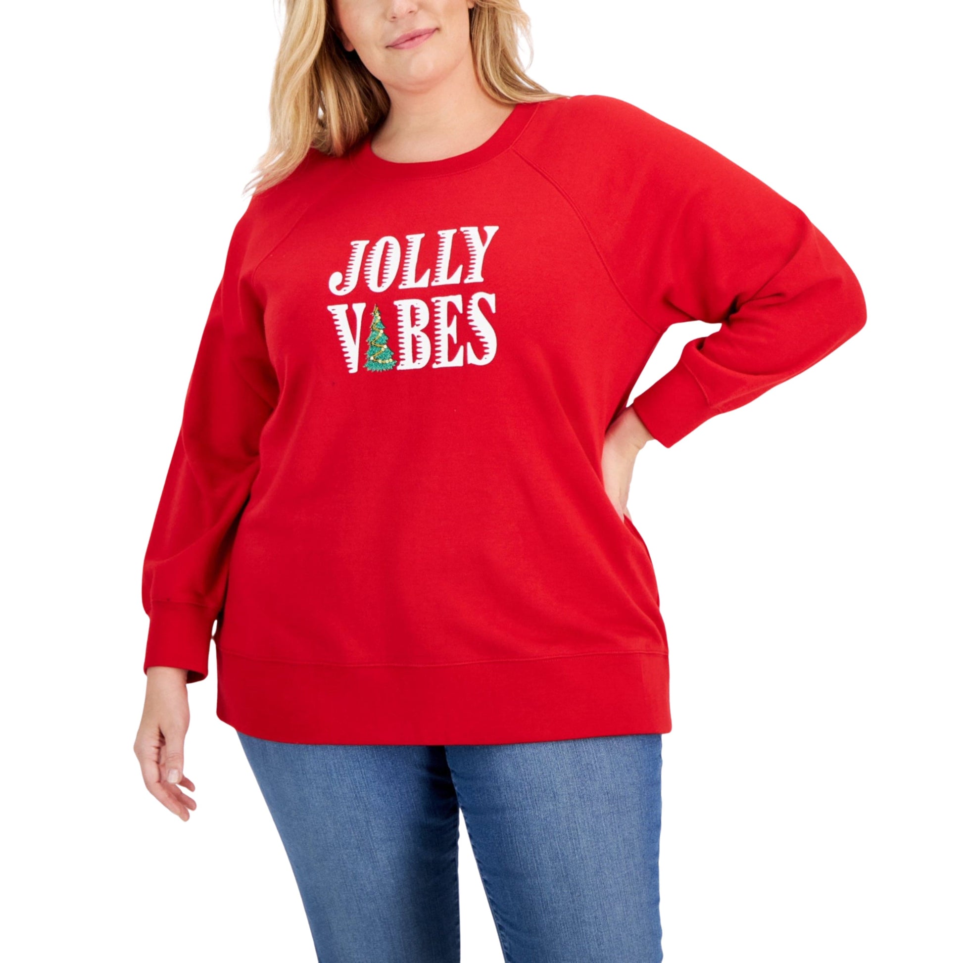 STYLE & CO. Womens Tops XXXL / Red STYLE & CO. - Fleece jolly sweatshirt