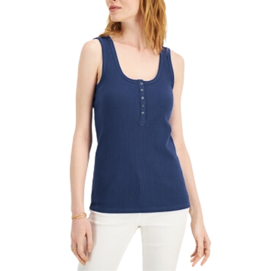 STYLE & CO. Womens Tops S / Blue STYLE & CO. -  Henley Tank Top