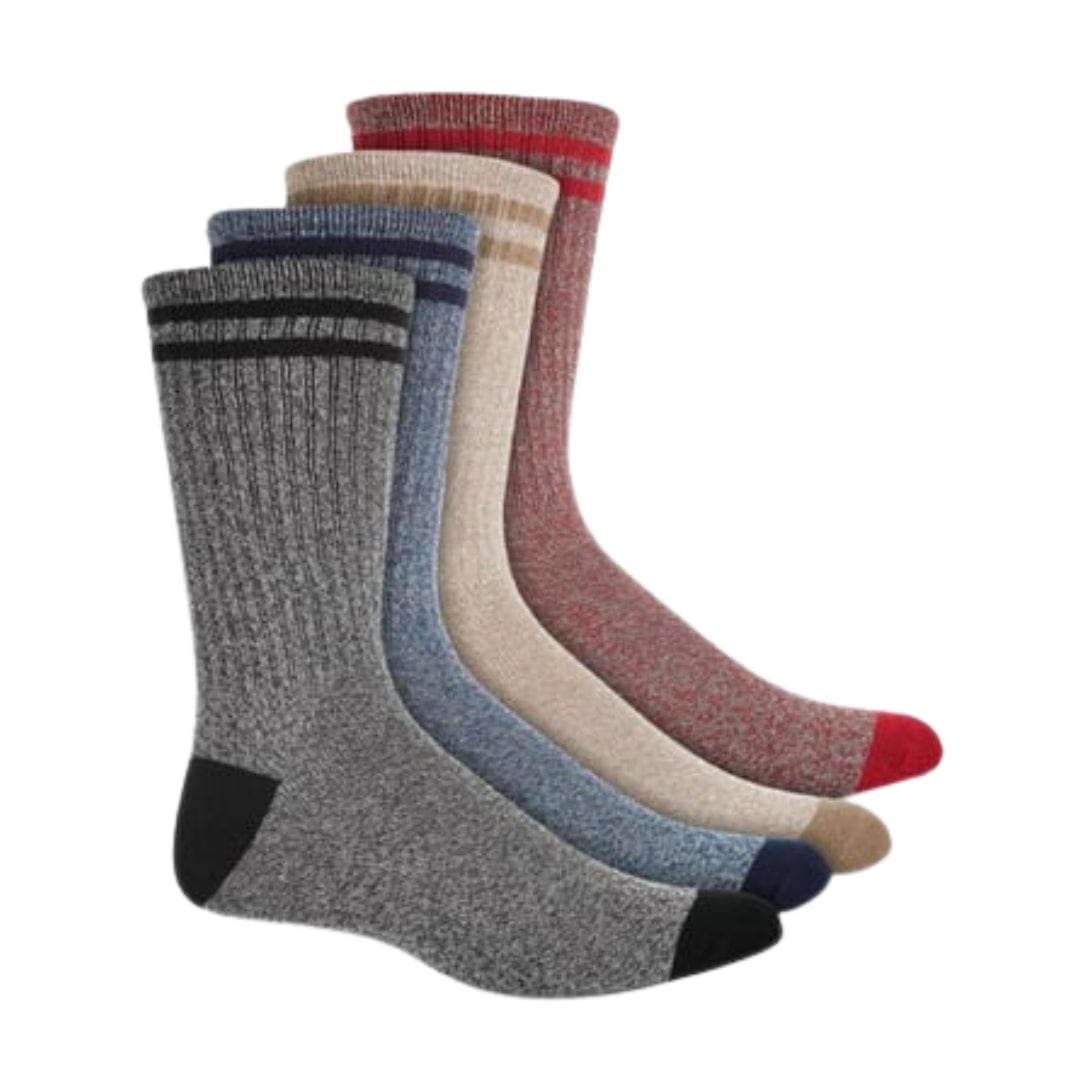 SUN+STONE Socks 39-46 / Multi-Color SUN+STONE - 4 Pack Striped Crew Socks