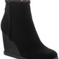 SUN+STONE Womens Shoes 42 / Black SUN+STONE - Camillia F Faux Suede Ankle Wedge Boots