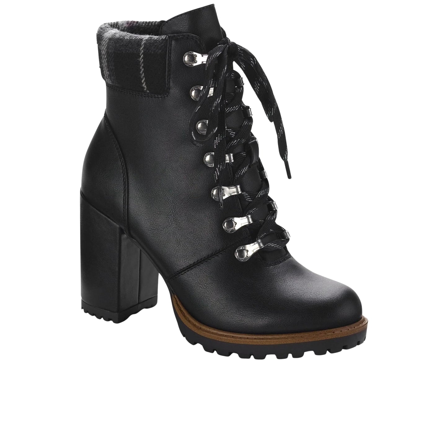 SUN+STONE Womens Shoes 38 / Black SUN+STONE - Lace up Padded Cuff Boots