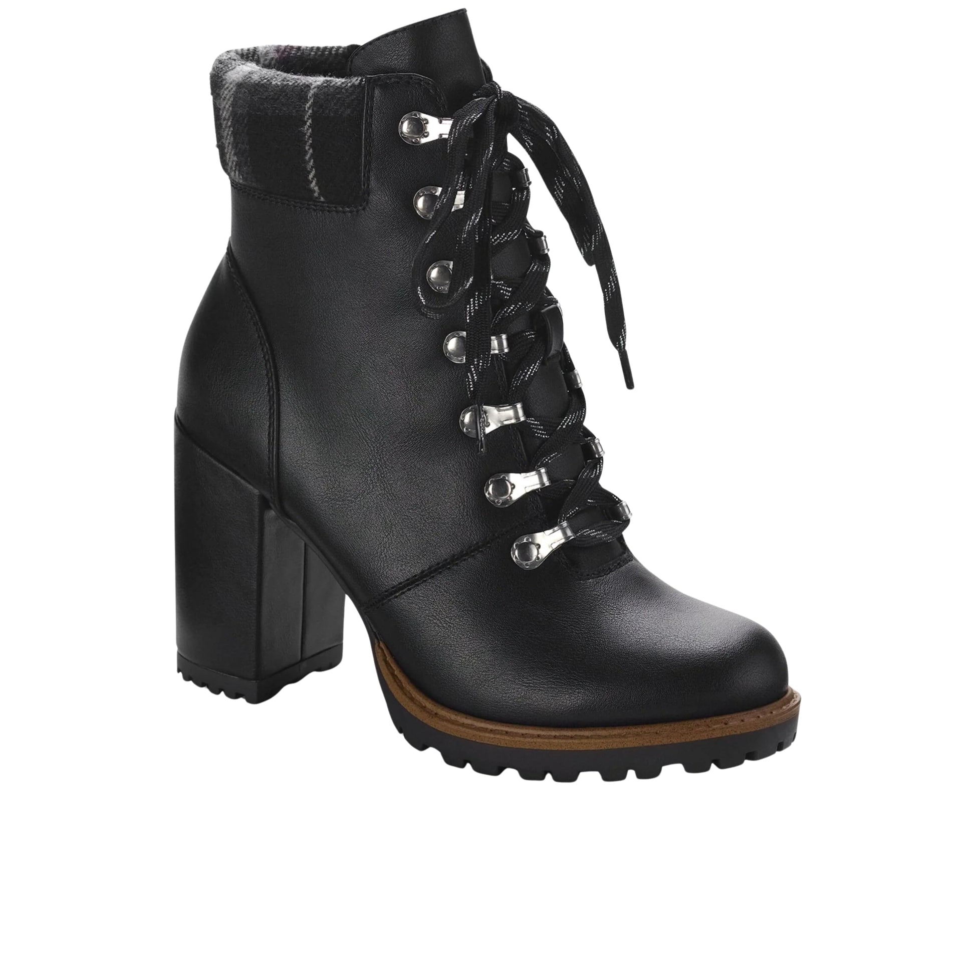 SUN+STONE Womens Shoes 38 / Black SUN+STONE - Lace up Padded Cuff Boots