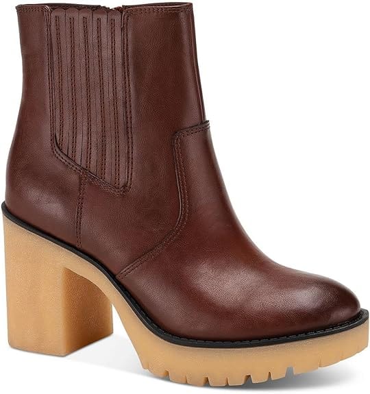 SUN+STONE Womens Shoes 39 / Brown SUN+STONE - Lennii Faux Leather Ankle Boots