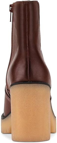 SUN+STONE Womens Shoes 39 / Brown SUN+STONE - Lennii Faux Leather Ankle Boots