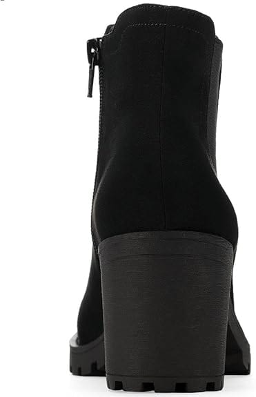 SUN+STONE Womens Shoes 39.5 / Black SUN+STONE - Morghan Faux Suede Round Toe Ankle Boots