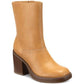 SUN+STONE Womens Shoes 36 / Beige SUN+STONE - Square Toe Block Heel Zip-up Booties