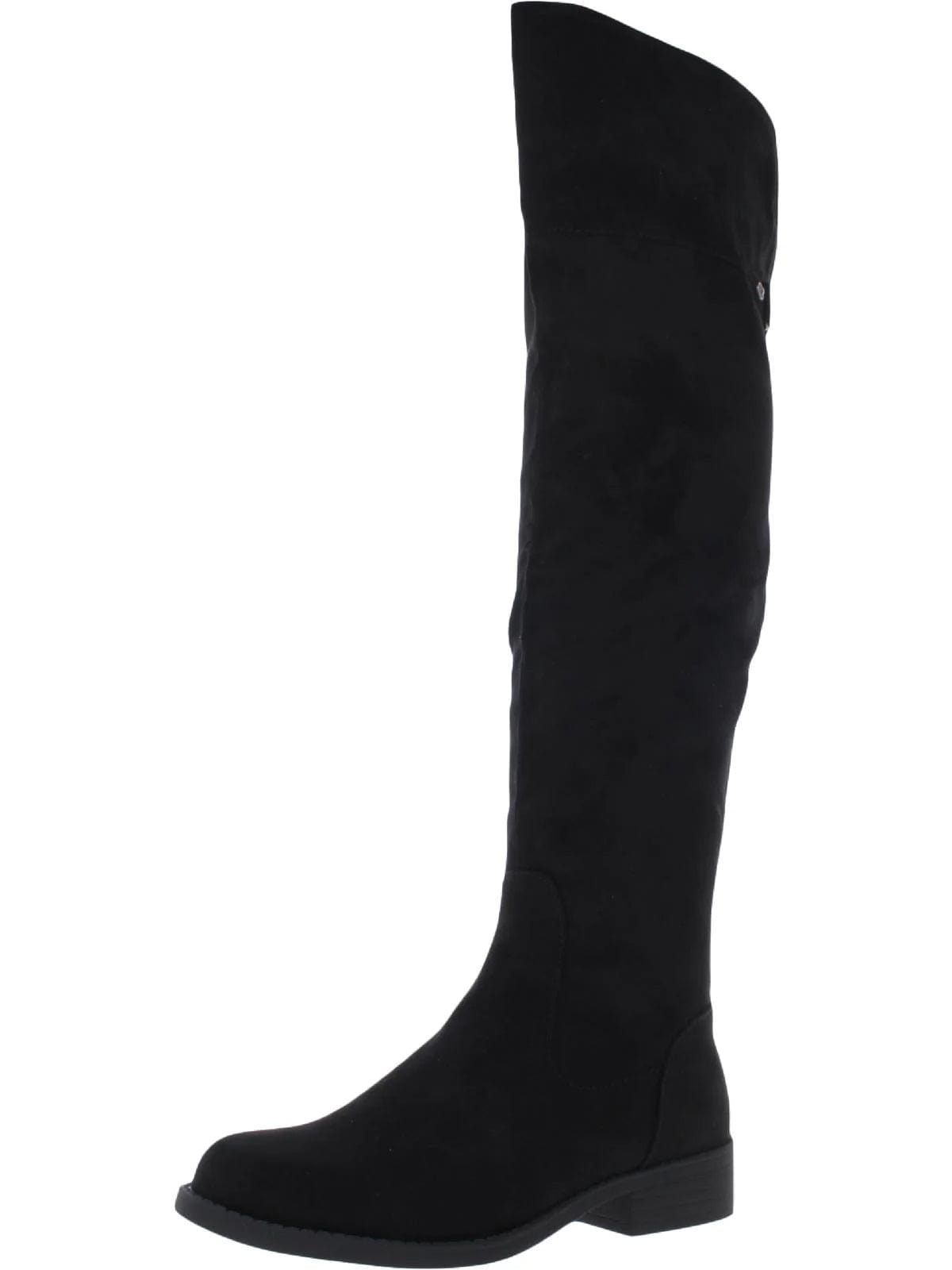 SUN+STONE Womens Shoes 36.5 / Black SUN+STONE - Women's Faux Suede Casual Over-the-Knee Boots