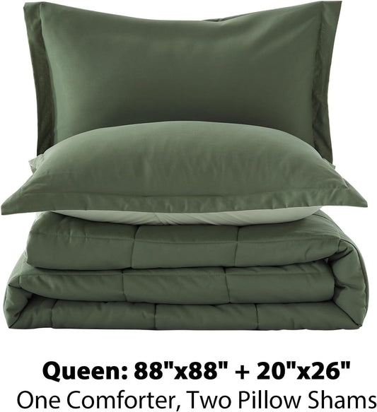 SUNSTYLE HOME Comforter/Quilt/Duvet Green SUNSTYLE HOME - Reversible Bedding Set for All Seasons