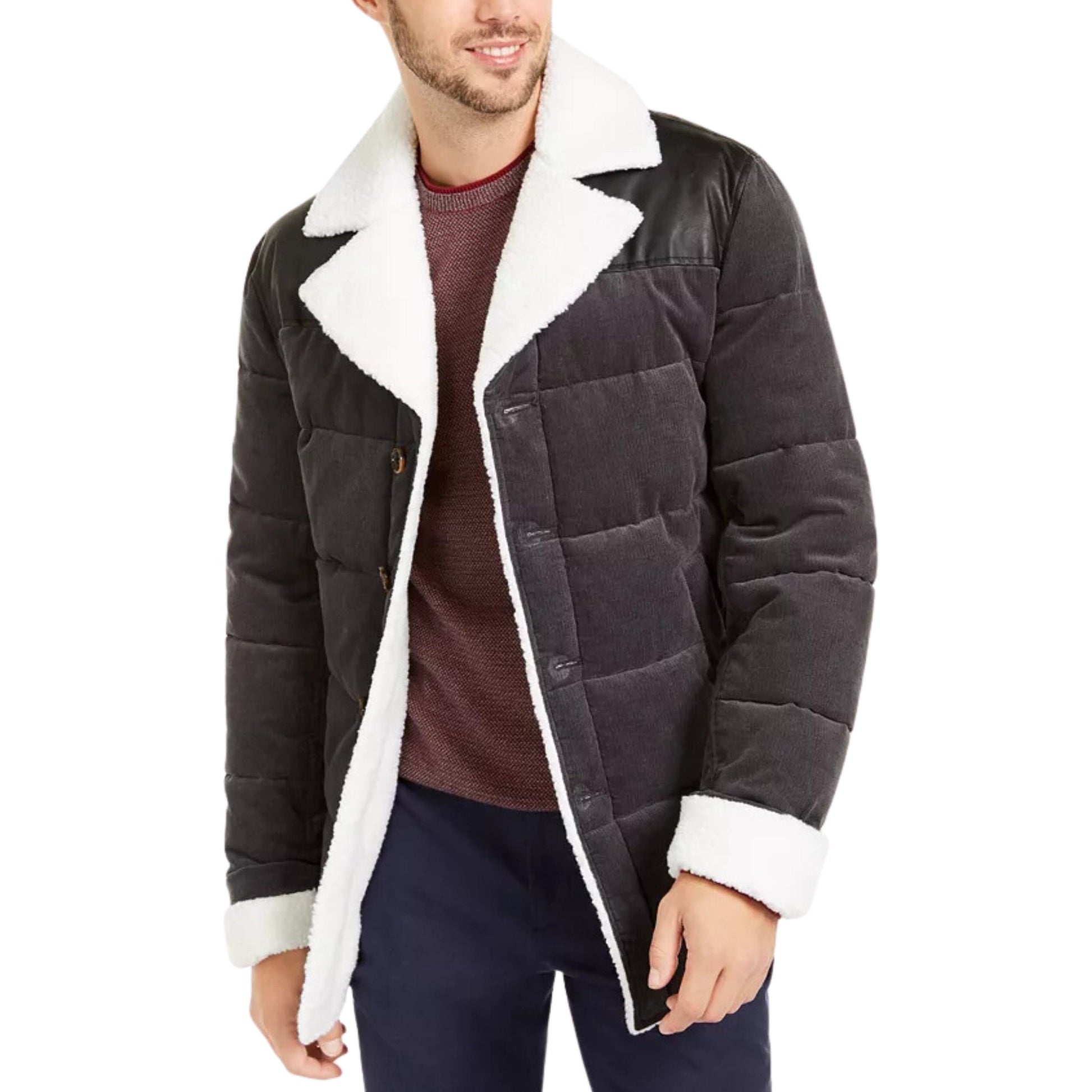 TASSO ELBA Mens Jackets M / Grey TASSO ELBA -  Corduroy Puffer Jacket