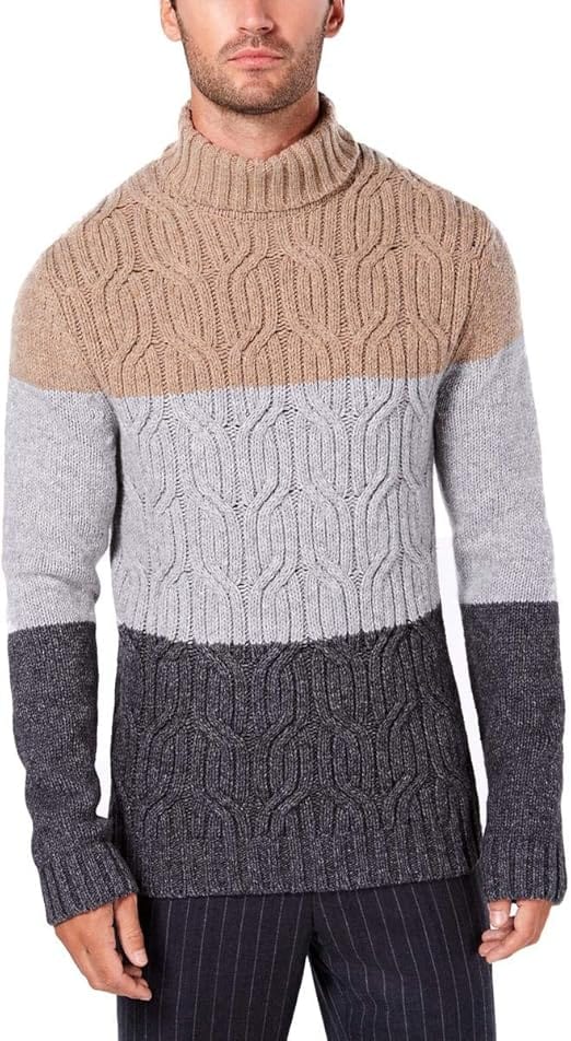 TASSO ELBA Mens Tops XXL / Multi-Color TASSO ELBA -  Colorblock Knit Turtleneck Sweater