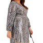 TAYLOR Womens Dress XL / Multi-Color TAYLOR - Plus Size Animal-Print Faux-Wrap Sequin Dress