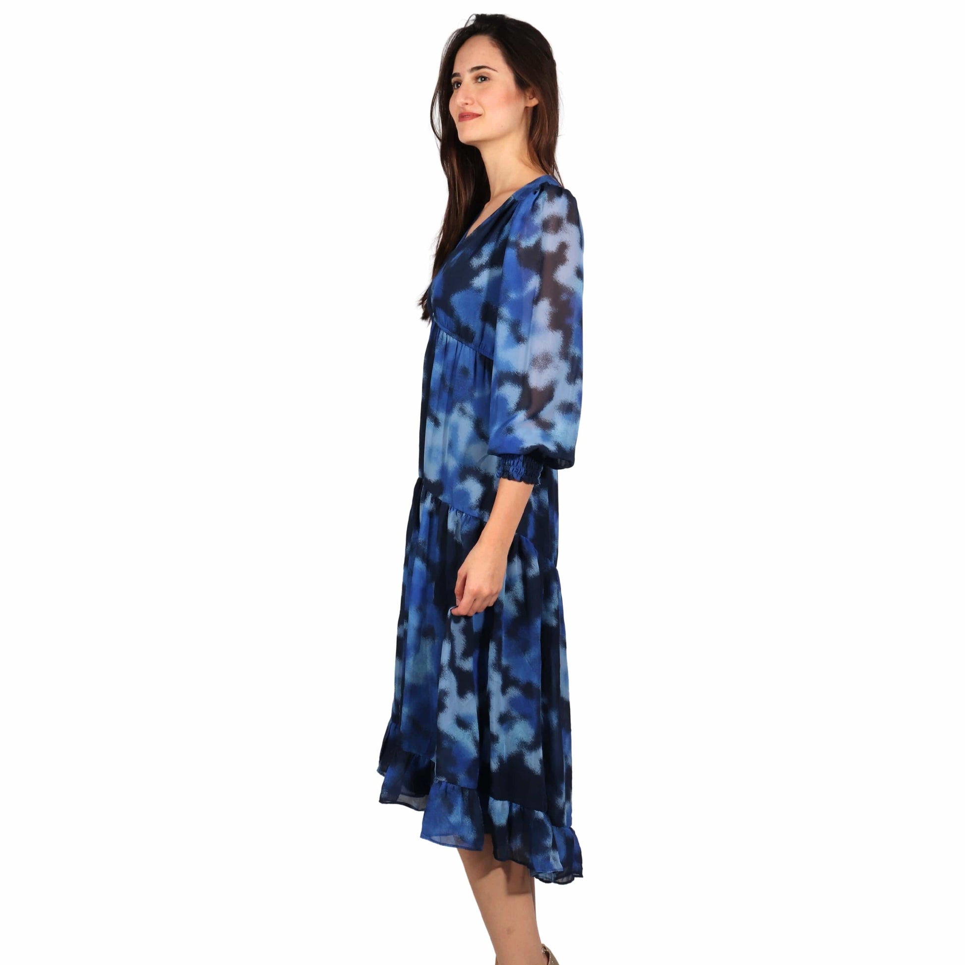 TAYLOR Womens Dress S / Blue TAYLOR - Printed All Over Midi Dress