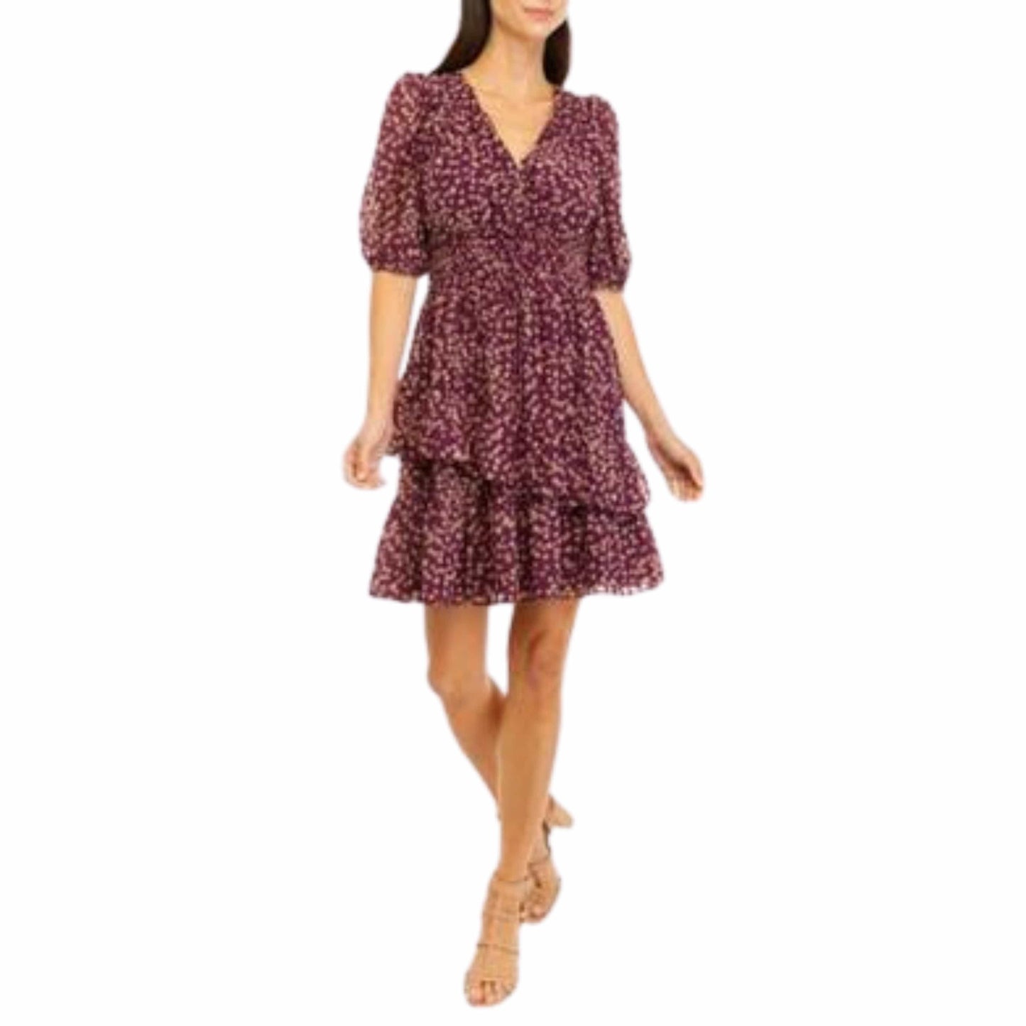 TAYLOR Womens Dress M / Purple TAYLOR - Smocked Knee Mini Dress