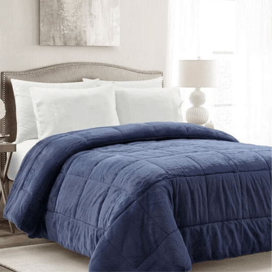 THE MOUNTAIN HOME Comforter/Quilt/Duvet Twin / Blue THE MOUNTAIN HOME - Cate Faux Fur