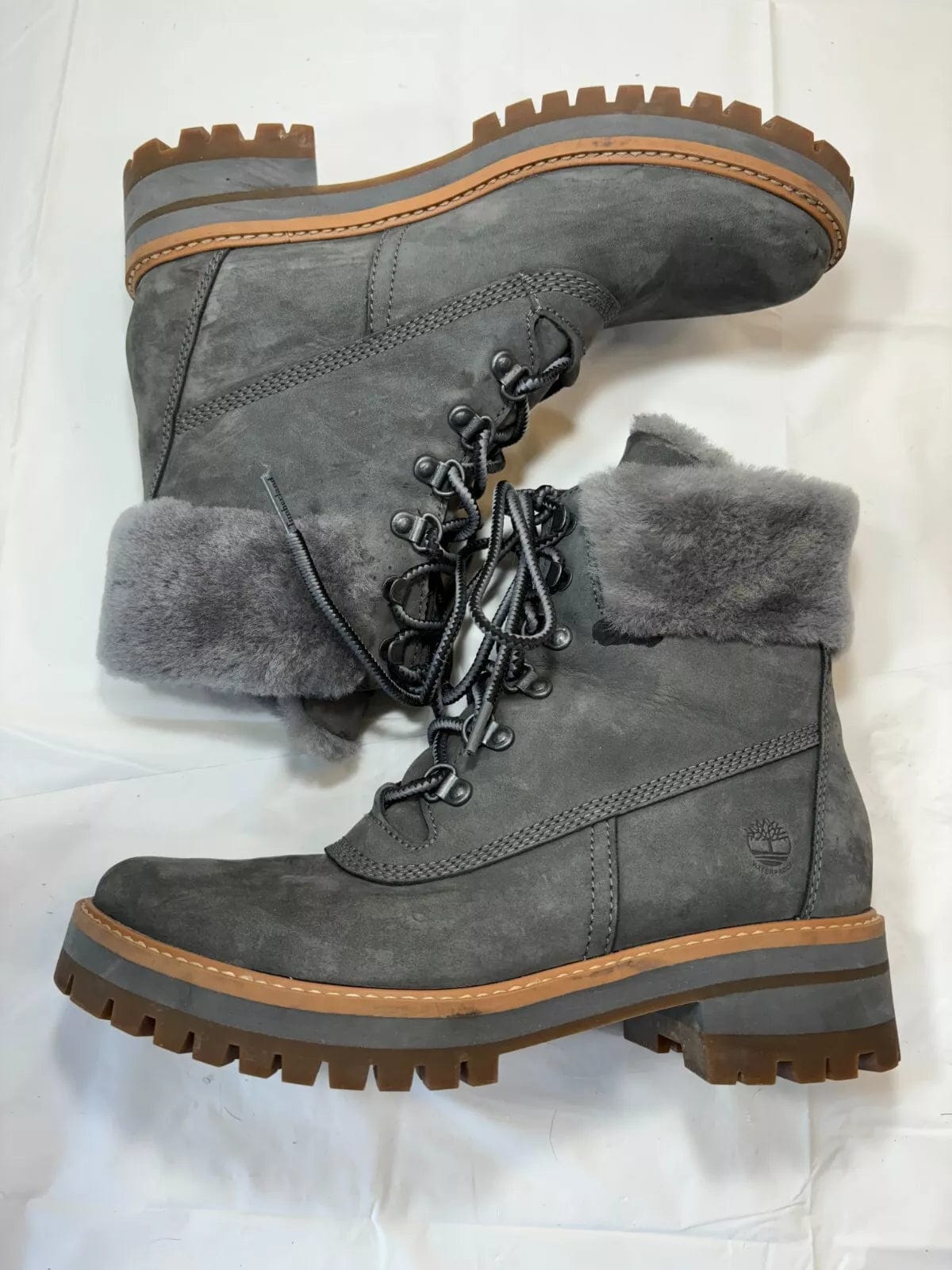 TIMBERLAND Women shoes 41 / Grey TIMBERLAND - Valley Gray Faux-Fur Boot