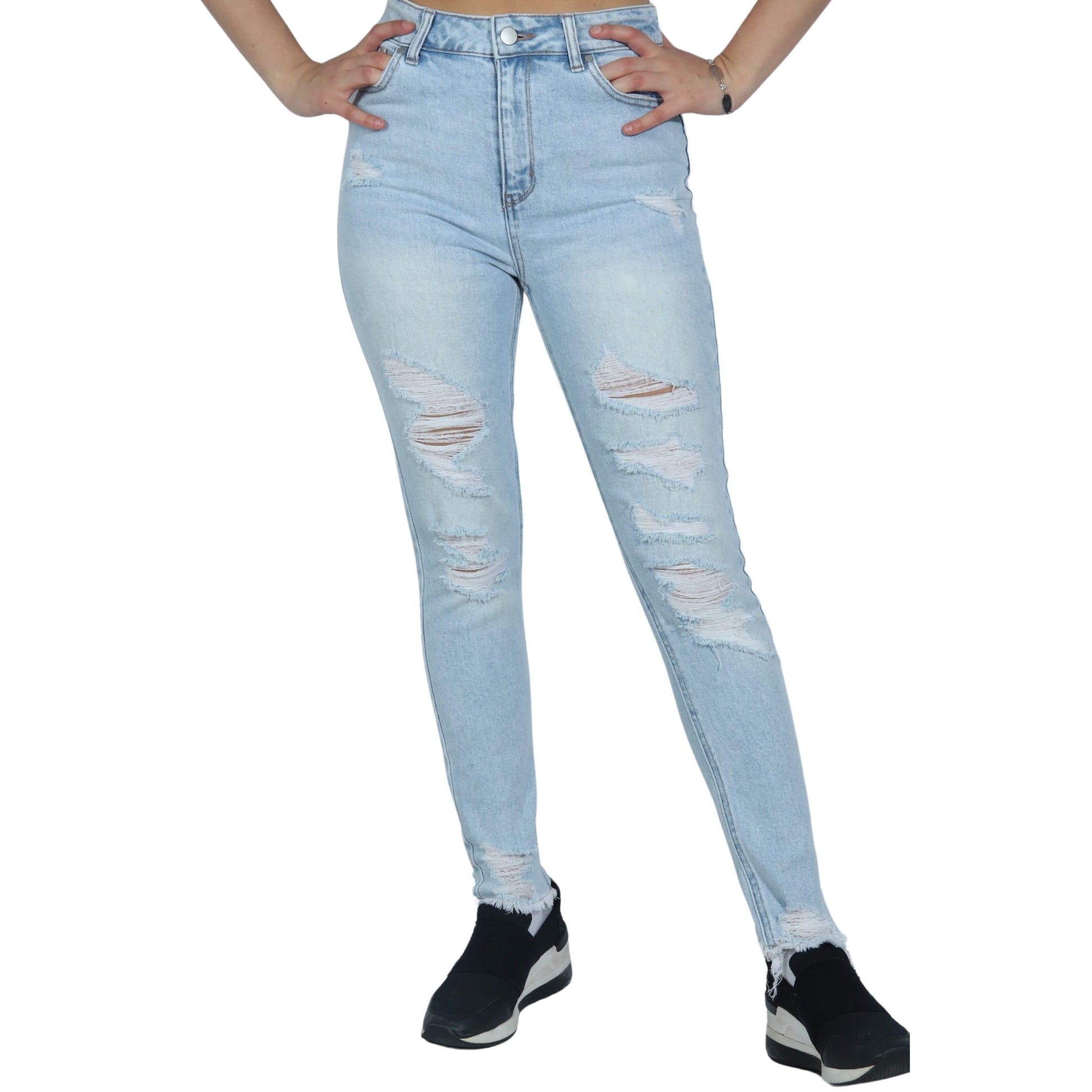 TINSELTOWN Womens Bottoms S / Blue TINSELTOWN - Belt Loops Jeans