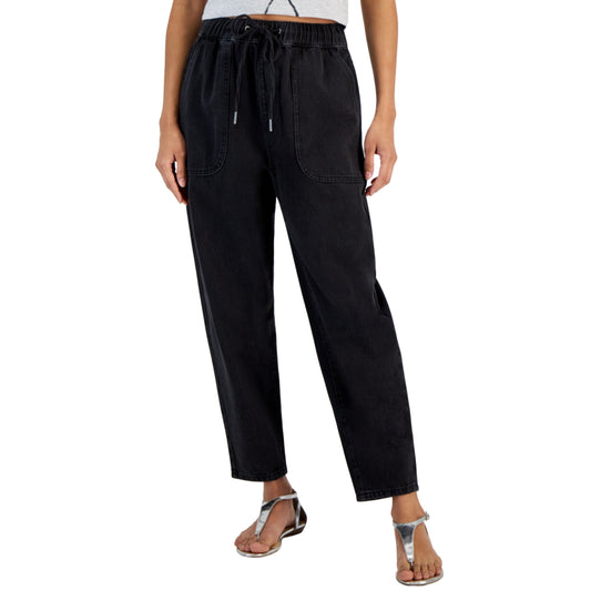 TINSELTOWN Womens Bottoms S / Black / 26 TINSELTOWN - Denim Drawstring Pants