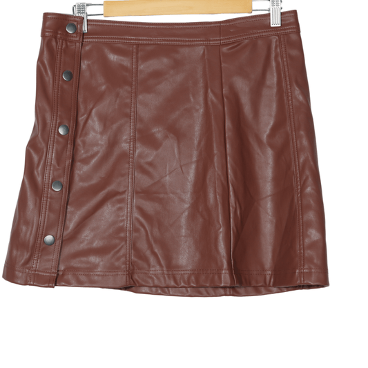 TINSELTOWN Womens Bottoms XL / Brown / 32-34 TINSELTOWN - Faux leather mini skirt