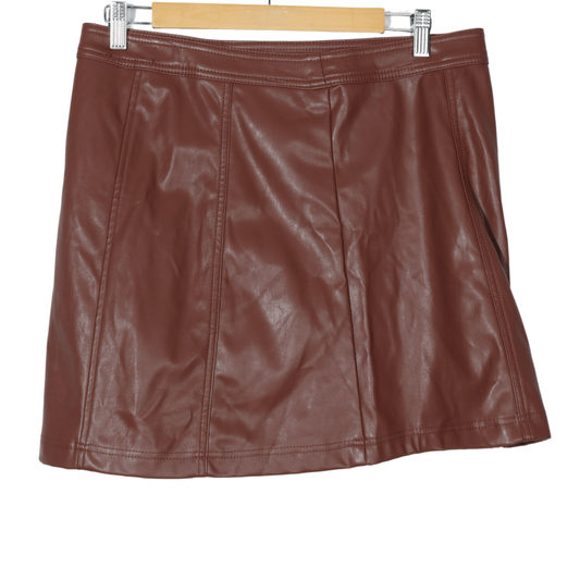 TINSELTOWN Womens Bottoms XL / Brown / 32-34 TINSELTOWN - Faux leather mini skirt