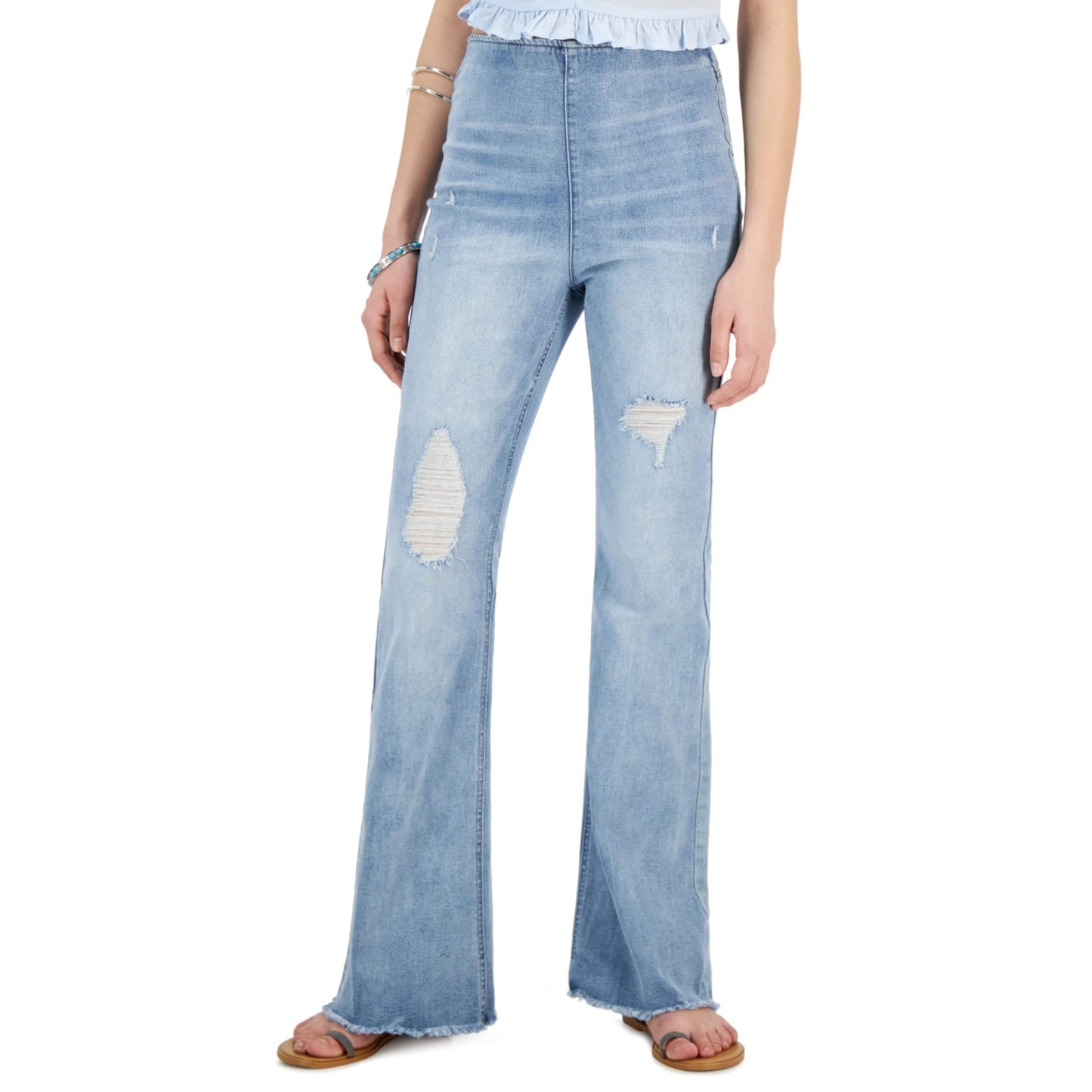 TINSELTOWN Womens Bottoms XS / Blue TINSELTOWN - Pull-on Flare-Leg Jeans
