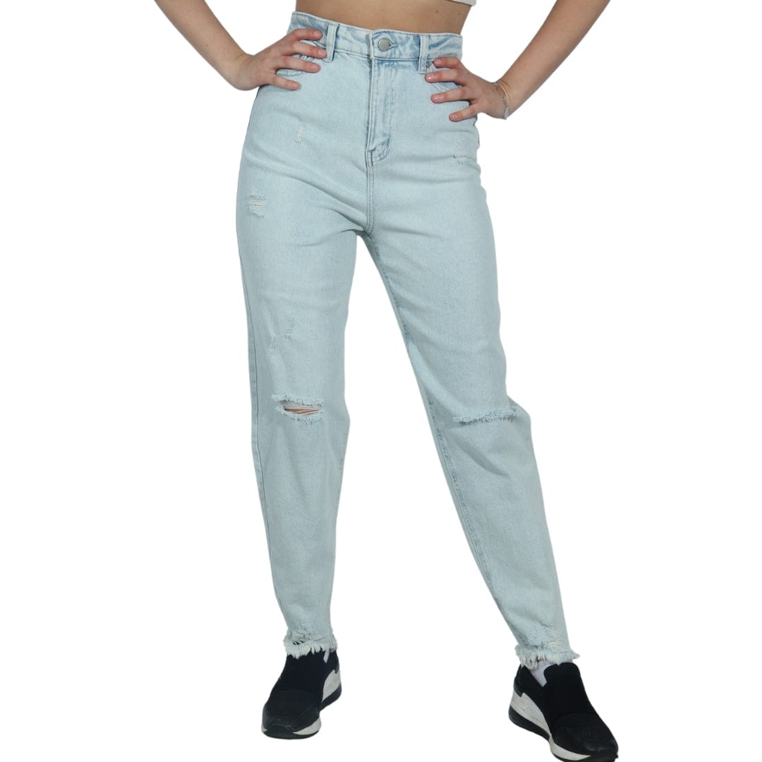 TINSELTOWN Womens Bottoms S / Blue TINSELTOWN - Ripped High Rise Jeans