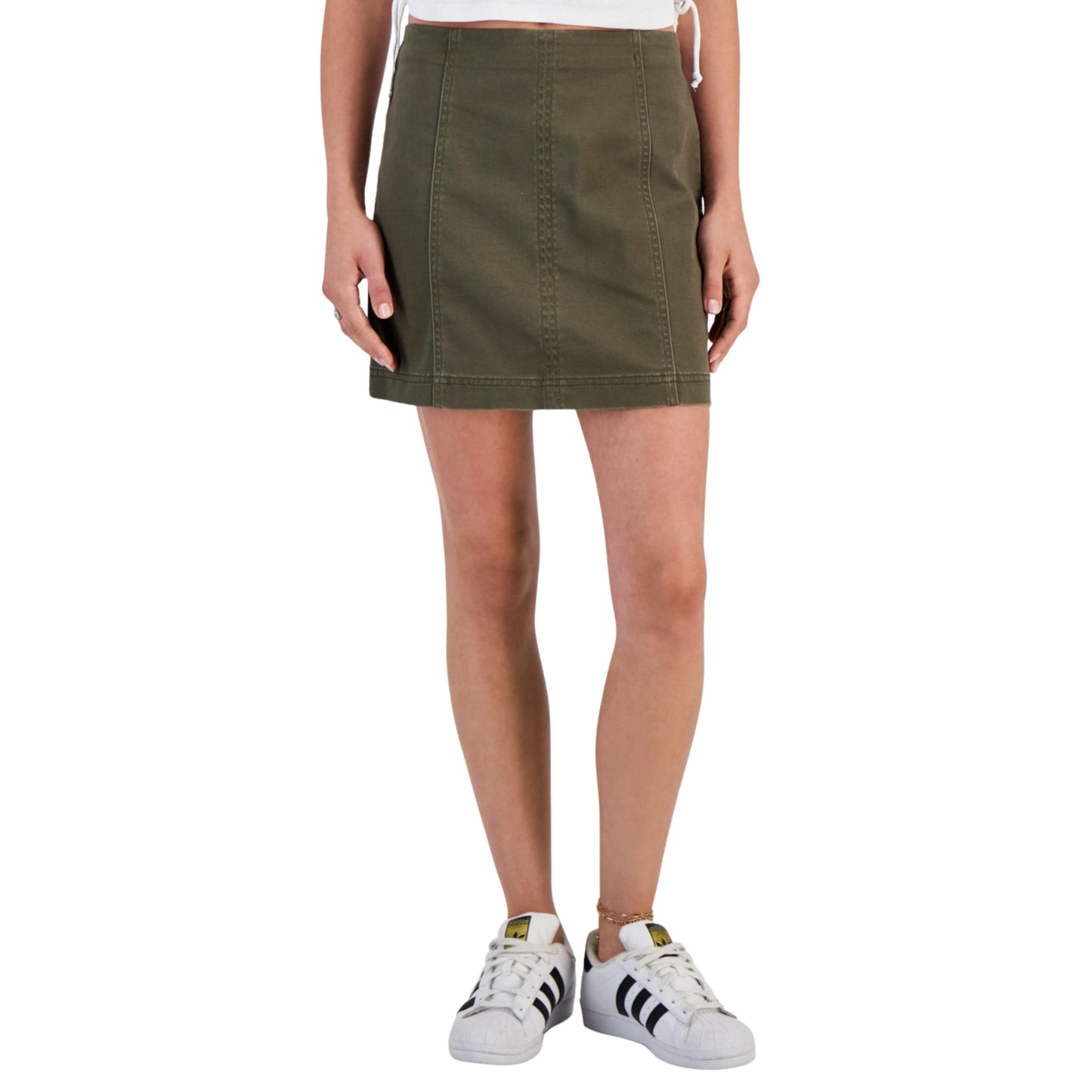 TINSELTOWN Womens Bottoms L / Green TINSELTOWN - Solid Seamed Mini Skirt