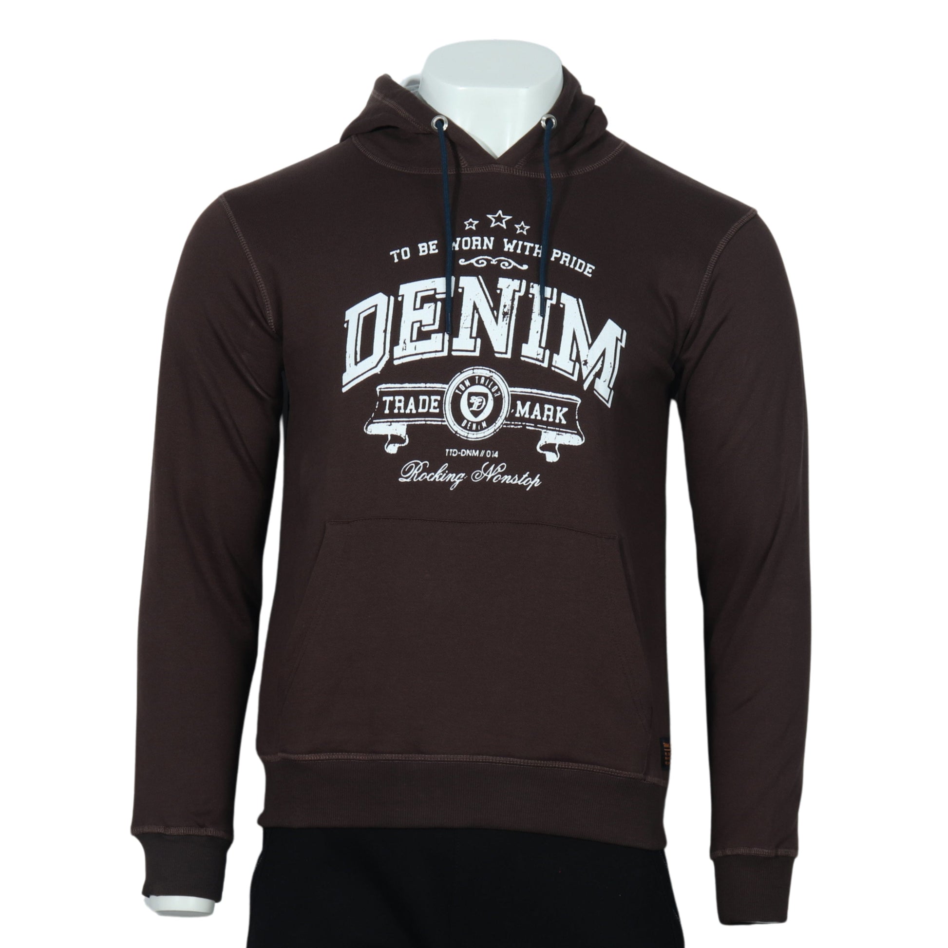 TOM TAILOR Mens Tops M / Brown TOM TAILOR - Graphic logo MENS hoody