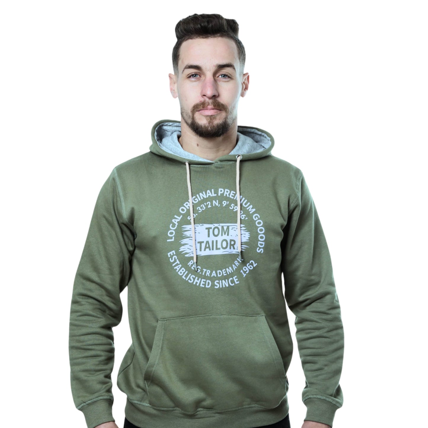 TOM TAYLOR DENIM Mens Tops S / Dark Green TOM TAYLOR DENIM - Logo printed hoodie