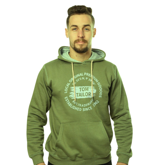 TOM TAYLOR DENIM Mens Tops L / Light Green TOM TAYLOR DENIM - Logo printed hoodie