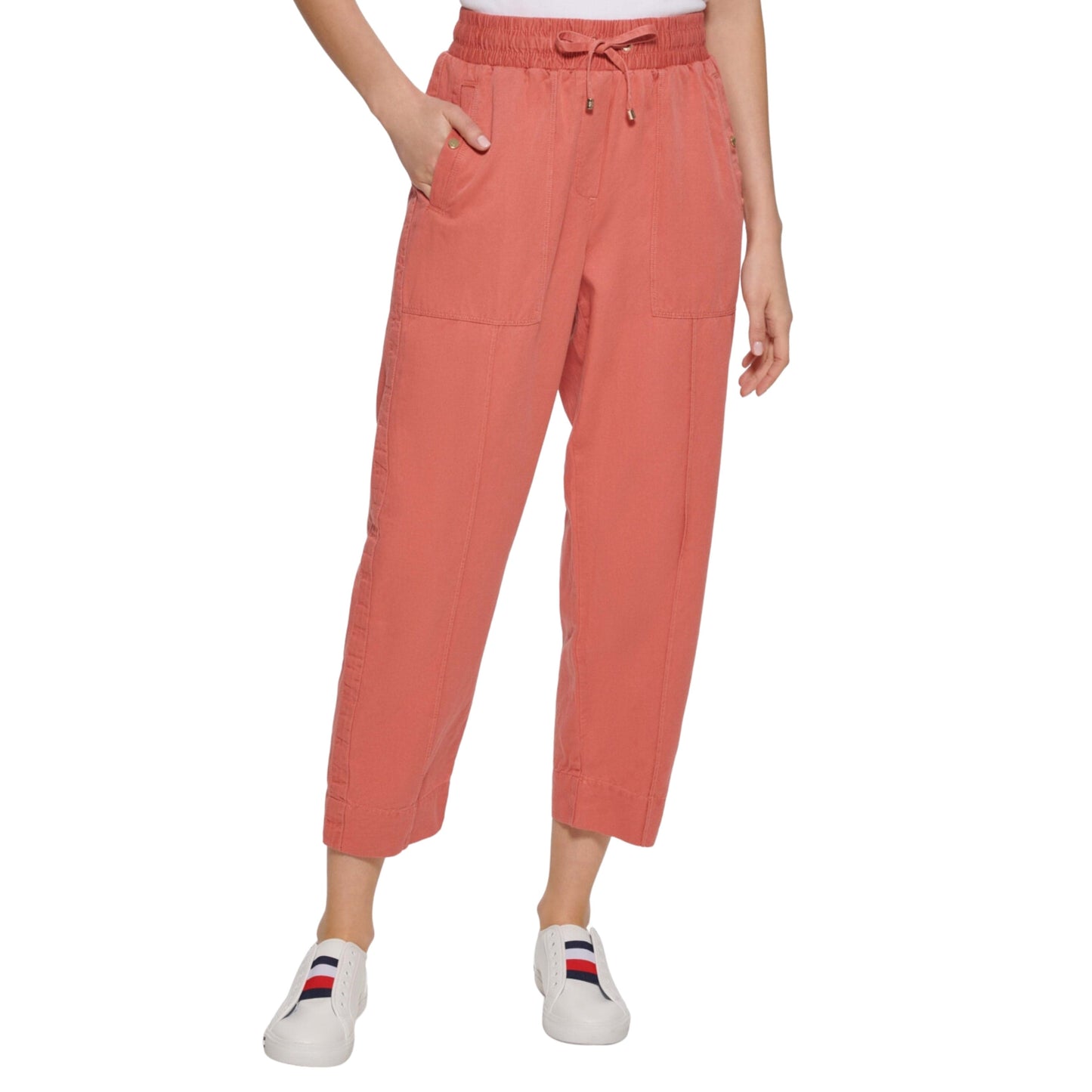 TOMMY HILFIGER Womens Bottoms XXL / Coral TOMMY HILFIGER -  Cropped Pull on Pants