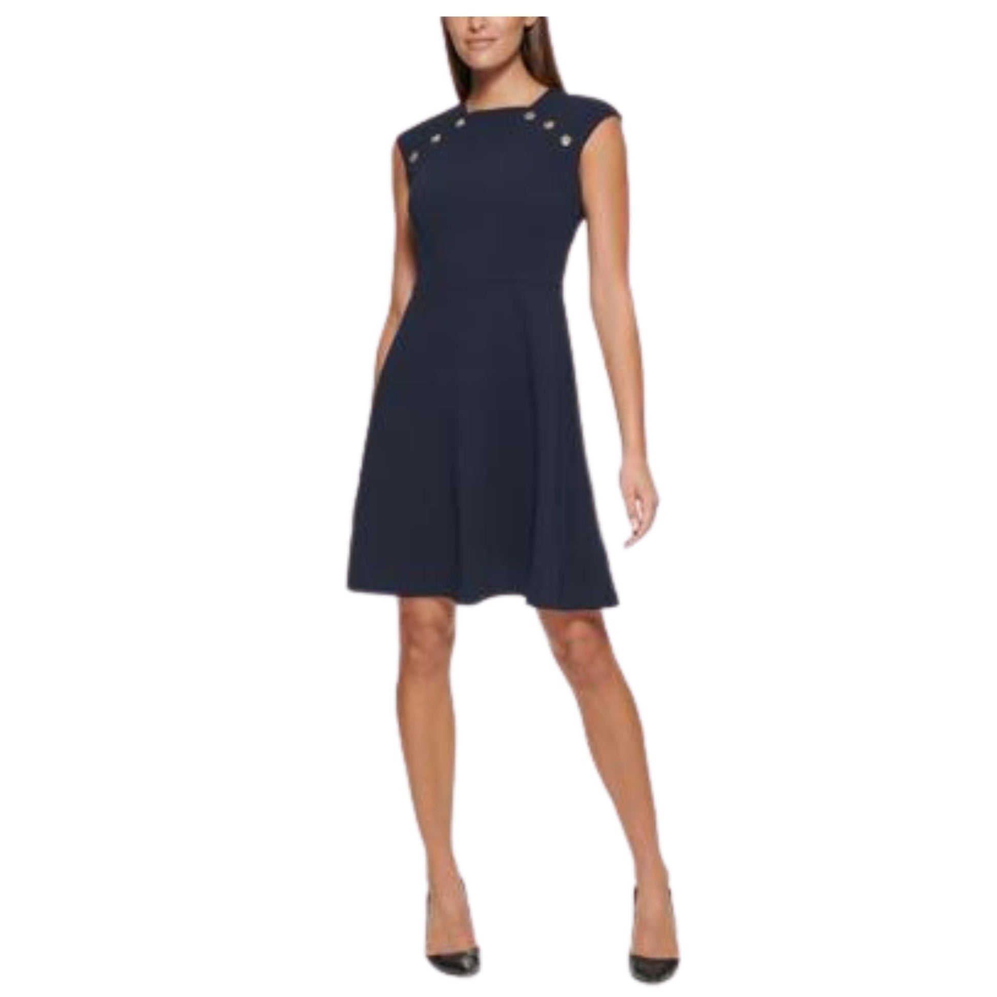 TOMMY HILFIGER Womens Dress Petite M / Navy TOMMY HILFIGER - Crepe Mini Sheath Dress