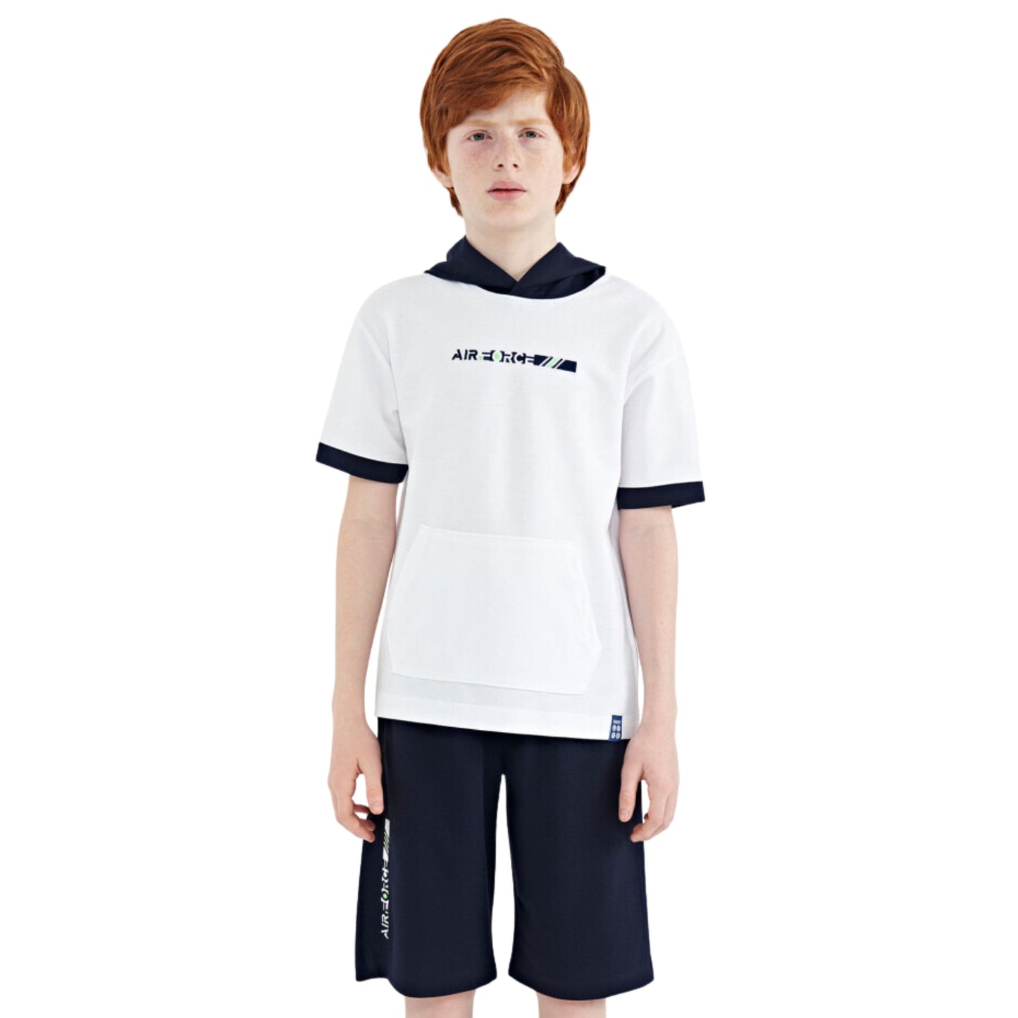 TOMMY LIFE Boys Set TOMMY LIFE -  KIDS - Kangaroo Pocket Hooded Oversize Shorts Set