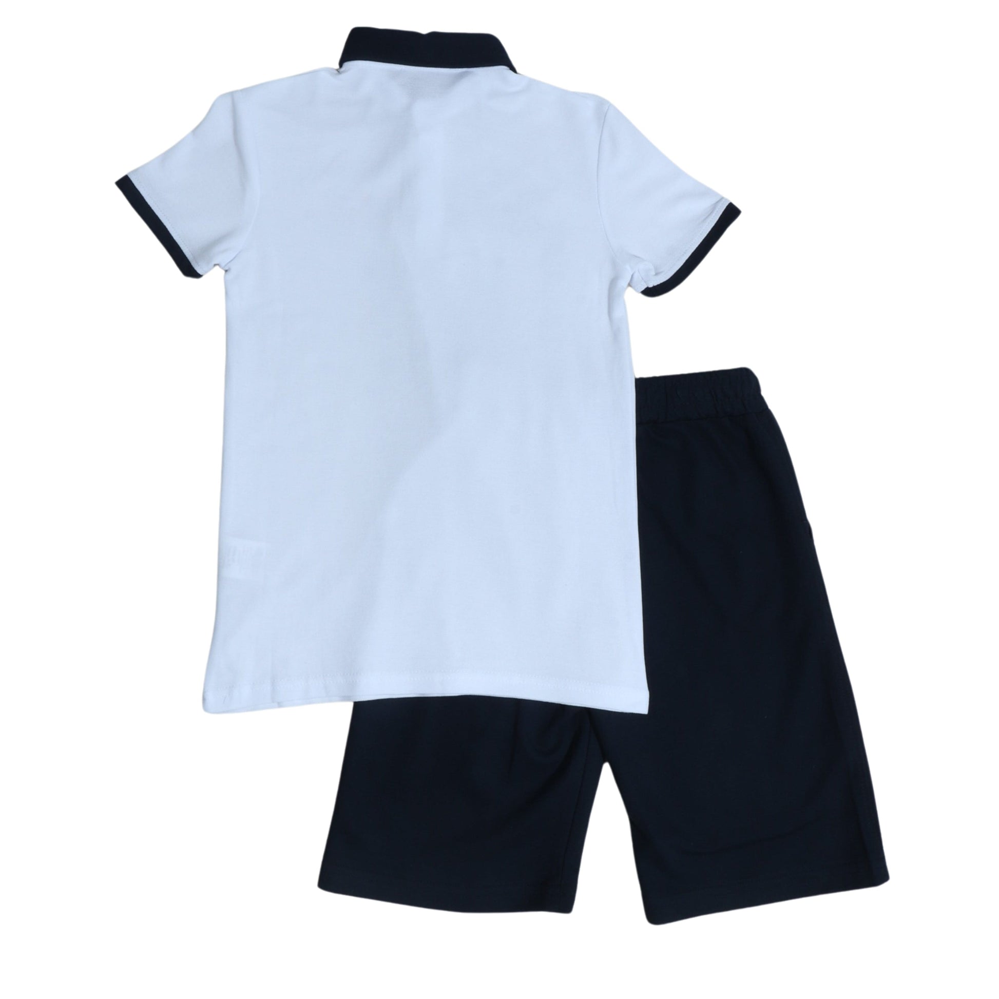 TOMMY LIFE Boys Set S / White TOMMY LIFE - Printed Polo Neck Set