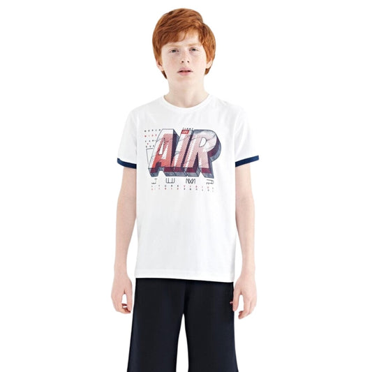 TOMMY LIFE Boys Tops M / White TOMMY LIFE - Air Graphic Printed T-Shirt
