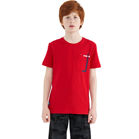 TOMMY LIFE Boys Tops TOMMY LIFE - KIDS - Pocket Detailed O Neck Standard Fit T-Shirt