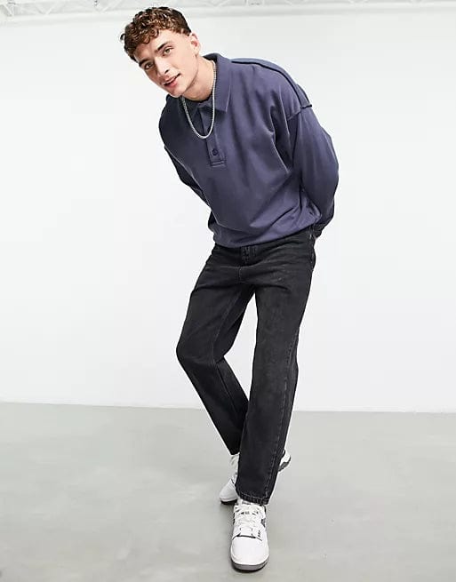 TOPMAN Mens Tops TOPMAN - Oversized Polo With Exposed Seams